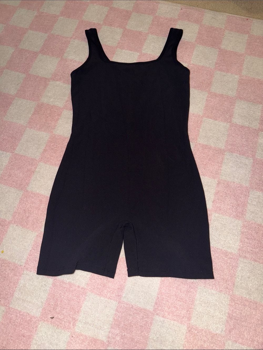 Black Ribbed Tank Short Romper